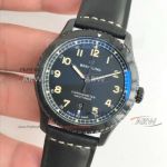 Perfect Replica Breitling Navitimer Black Arabic Dial Black Leather Strap Watch
